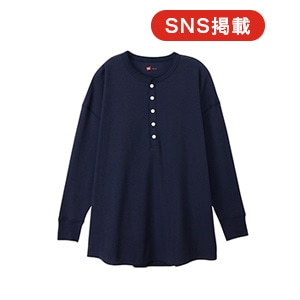 Hanes originals ワッフルヘンリーネックロングスリーブTシャツ 25FW ヘインズ(HW4-C104)