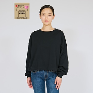 Hanes T-SHIRTS KURO for HER クロップドワイドTシャツ
